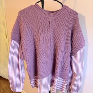 Elegant Purple Cable Knit Women's Sweater